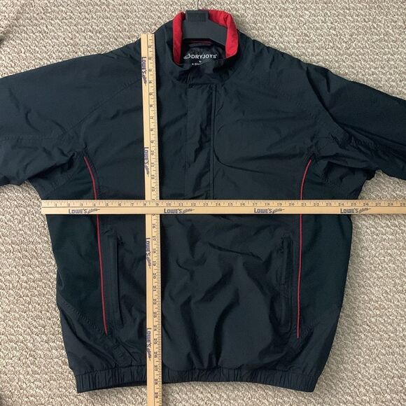 FootJoy Dryjoys Short Sleeve Golf Jacket Mens Large Black Red Pullover Lined 1/4 - Picture 8 of 9